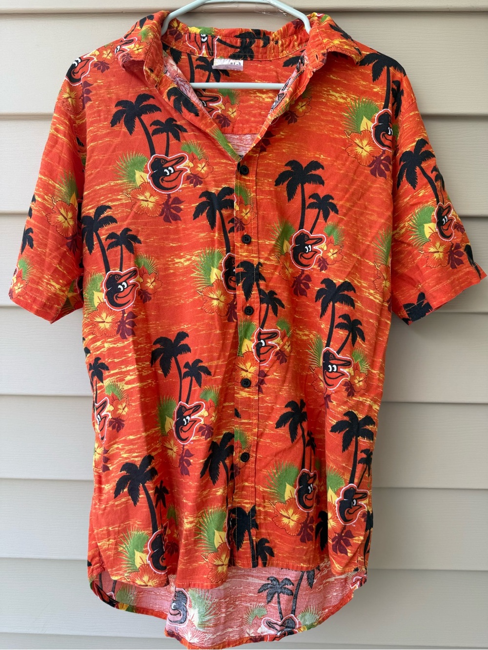 Baltimore Orioles Hawaiian Camp Shirt XL Orange Tropical Button Front MLB
